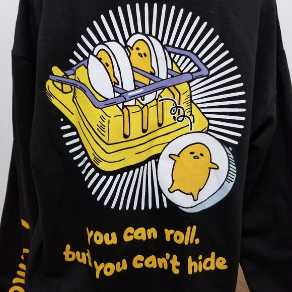 Gudetama hoodie 2XL NWT You Can Roll But You Can't Hide pullover lazy egg Sanrio - Picture 11 of 14